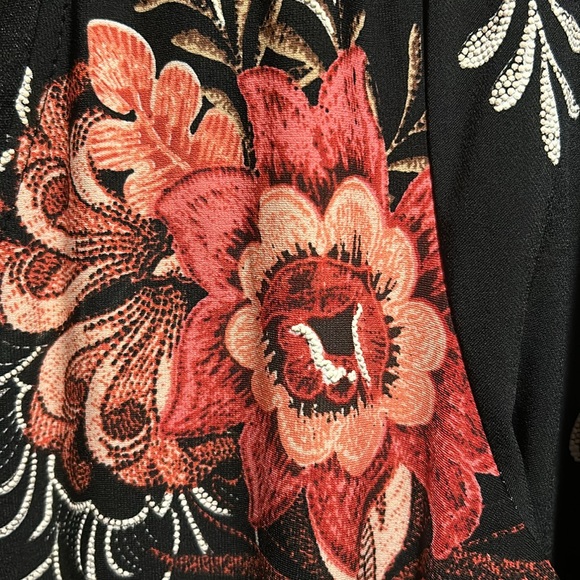 MSK Dress with dramatic Bell Sleeves in Beautiful Floral Jersey Stretch Size 14 - Picture 3 of 11